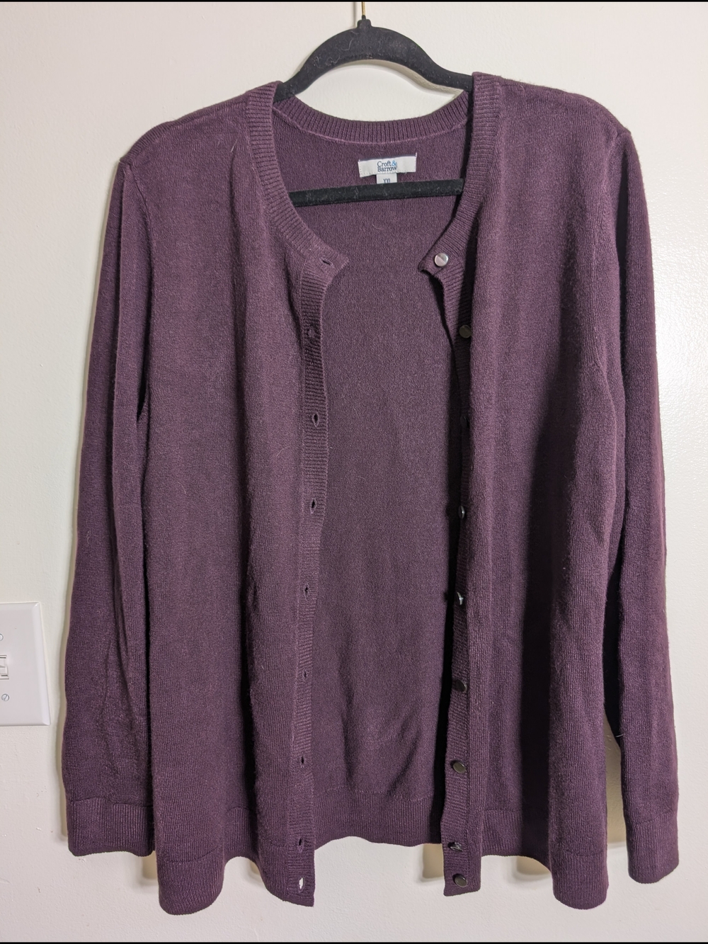 croft & barrow Plum Button-Front Women's Cardigan